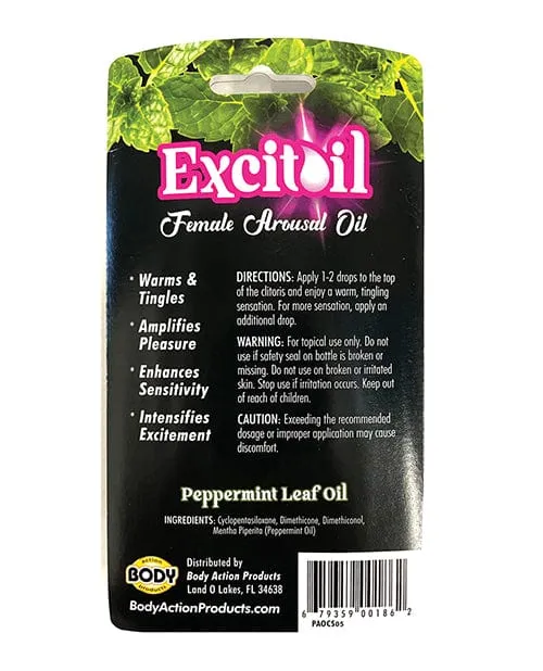 Body Action Products Female Sex Toys Body Action Excitoil Peppermint Arousal Oil 5 oz Bottle Carded Body Action Products Female Sex Toys Body Action Excitoil Peppermint Arousal Oil 5 oz Bottle Carded