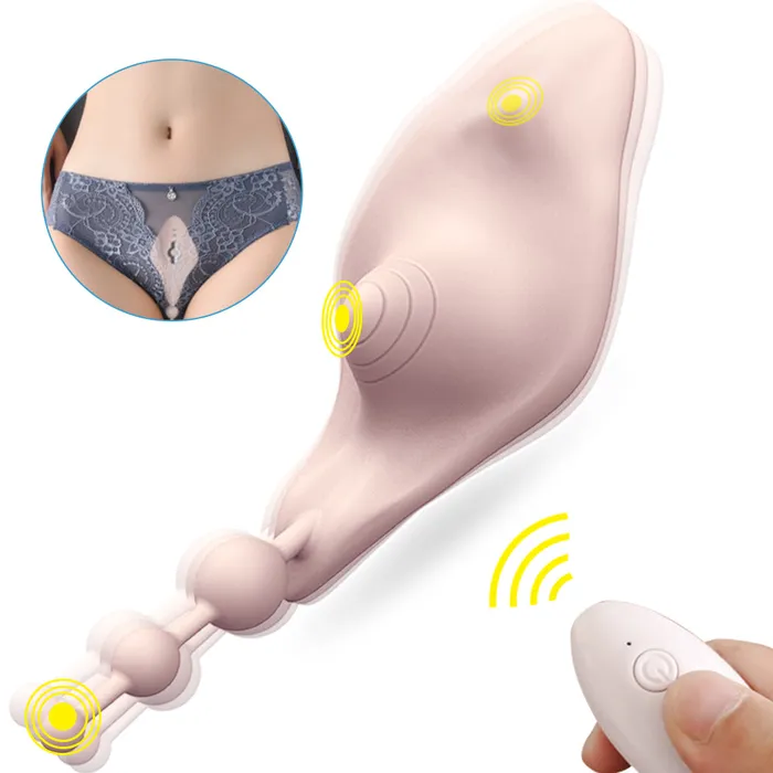 Butterfly Clit and G Spot Vibrator with Anal Beads for Panties W8 Touch Honey Female Sex Toys