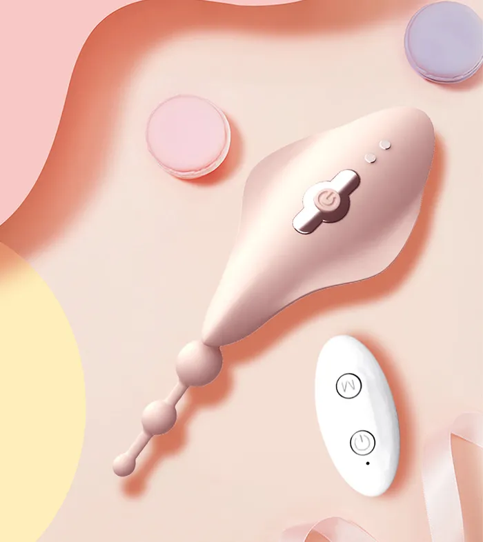 Butterfly Clit and G Spot Vibrator with Anal Beads for Panties W8 Touch Honey Female Sex Toys