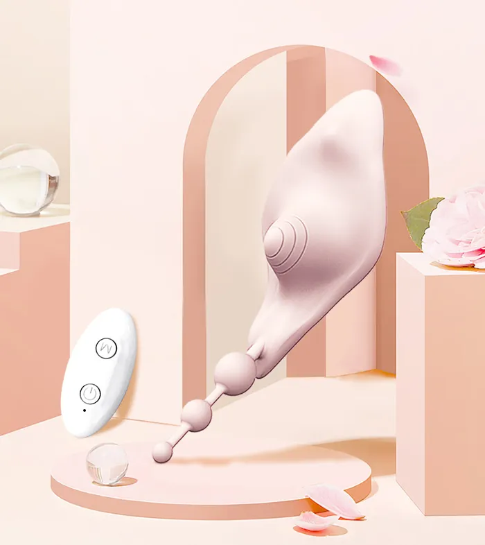 Butterfly Clit and G Spot Vibrator with Anal Beads for Panties W8 Touch Honey Female Sex Toys