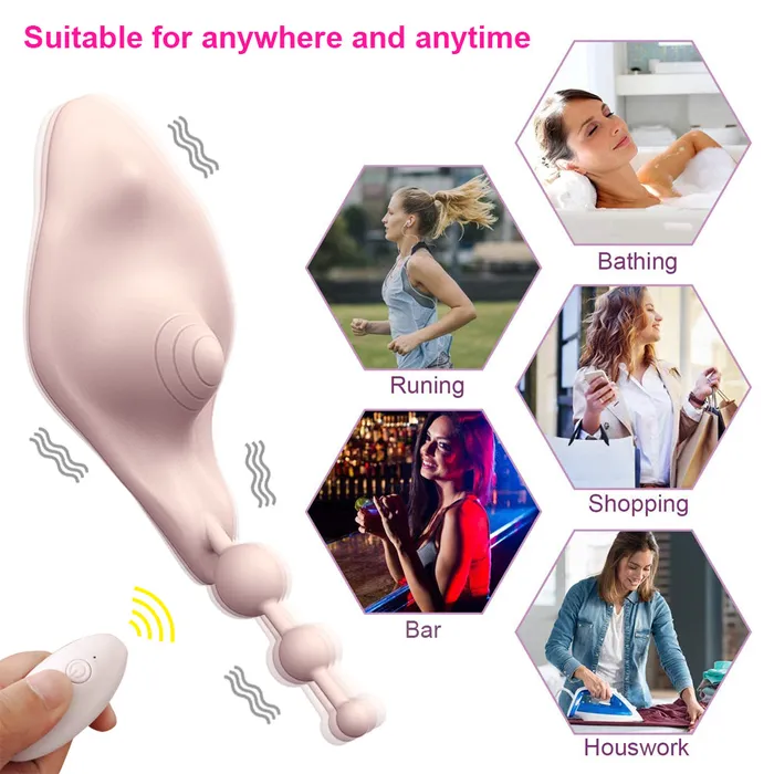 Butterfly Clit and G Spot Vibrator with Anal Beads for Panties W8 Touch Honey Female Sex Toys