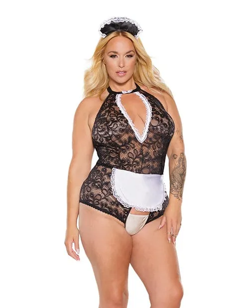 Coquette International Scallop Stretch Lace Crotchless Maid Teddy Wheadpiece Blackwhite One Size Fits Mostxl Teddies And Bodies Coquette International Scallop Stretch Lace Crotchless Maid Teddy Wheadpiece Blackwhite One Size Fits Mostxl Teddies And Bodies