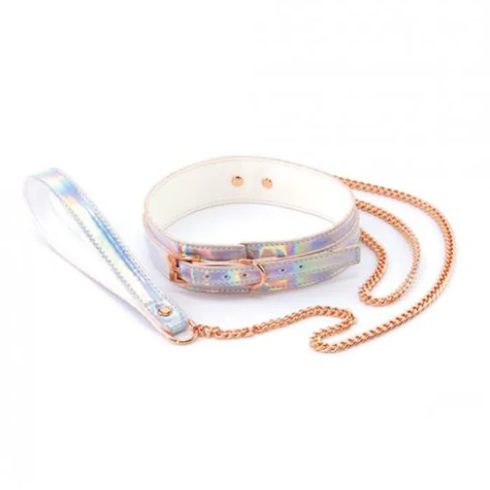 Couples Cosmo Bondage Holographic Rainbow Collar Leash NS Novelties