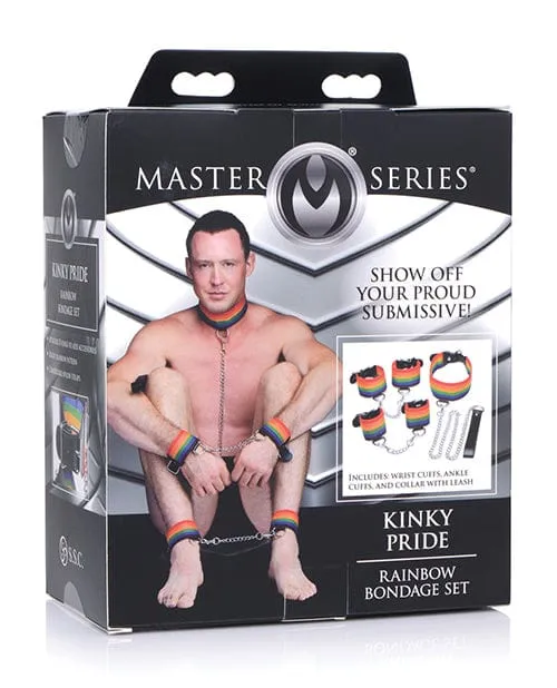 Couples Master Series Master Series Kinky Pride Rainbow Bondage Set Wrist Ankle Cuffs Collar with Leash Couples Master Series Master Series Kinky Pride Rainbow Bondage Set Wrist Ankle Cuffs Collar with Leash