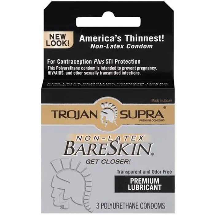 Enhancers Trojan Supra Bareskin Polyurethane 3 Pack Trojan Condoms