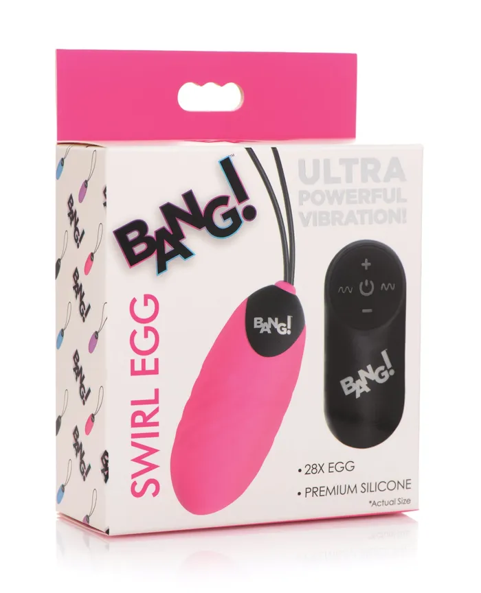 Female Sex Toys Bang 28X Swirl Silicone Egg with Remote Control Pink XR Brands Female Sex Toys Bang 28X Swirl Silicone Egg with Remote Control Pink XR Brands