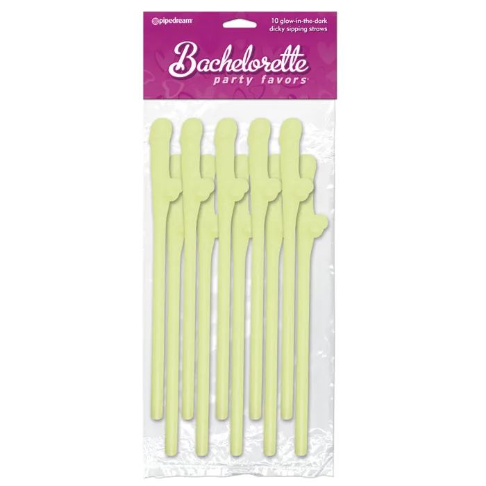 Female Sex Toys Pipedream Bachelorette Party Favors Dicky Sipping Straws GlowintheDark 10 Piece