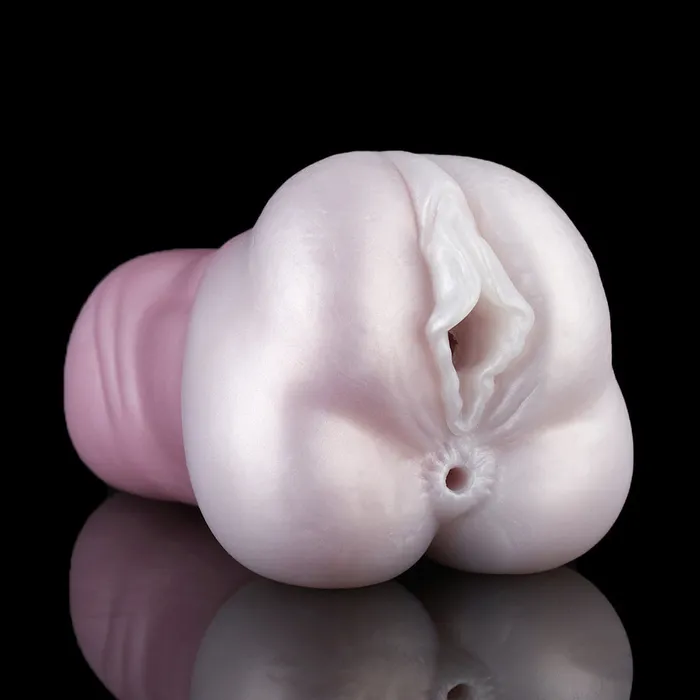 FRRK Male Sex Toys Double Channel Silicone Pocket Pussy Penis Exercise Masturbator