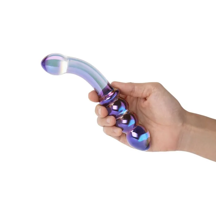 Gls Dildos Iridescent Chrome Double Ended Beaded Dildo