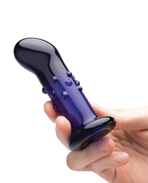 Glas Anal Glas 4 Inch Rechargeable Vibrating Dotted G Spotp Spot Plug Blue