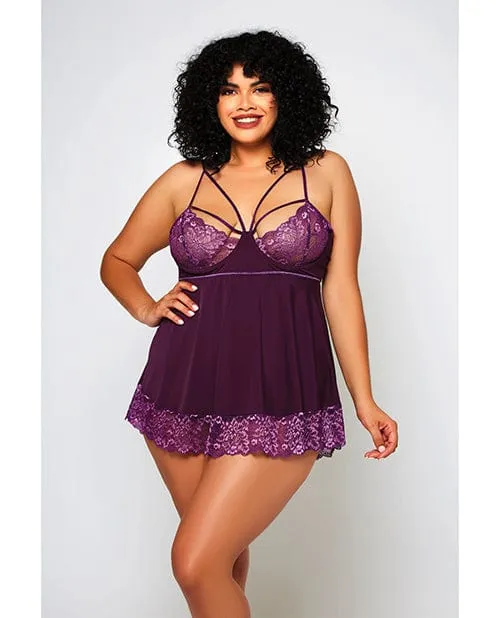 iCollection Lingerie Vibrators Cross Dye Lace Microfiber Babydoll Gstring Purple iCollection Lingerie Vibrators Cross Dye Lace Microfiber Babydoll Gstring Purple