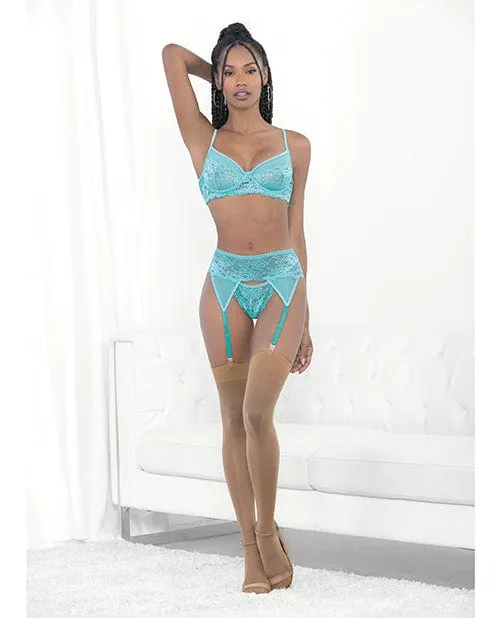 Lace Mesh Underwire Bra Garterbelt Gstring Malibu Blue Escante Vibrators