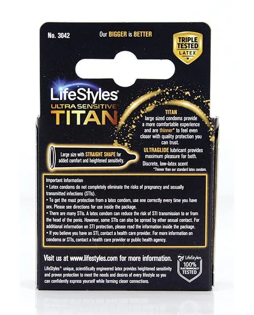 Lifestyles Ultra Sensitive Titan Pack Of 3 Lifestyles Male Sex Toys Lifestyles Ultra Sensitive Titan Pack Of 3 Lifestyles Male Sex Toys