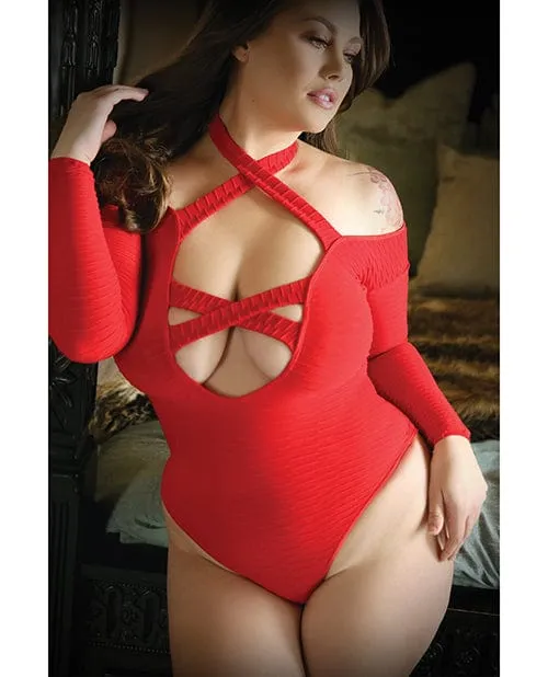 Male Sex Toys Fantasy Lingerie Vixen Havana Nights Long Sleeve Bodysuit with Snap Closure Red Queen Size Male Sex Toys Fantasy Lingerie Vixen Havana Nights Long Sleeve Bodysuit with Snap Closure Red Queen Size