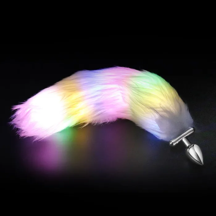 Male Sex Toys Jiaguan Honeysx Multifunctional luminous fox tail anal plug