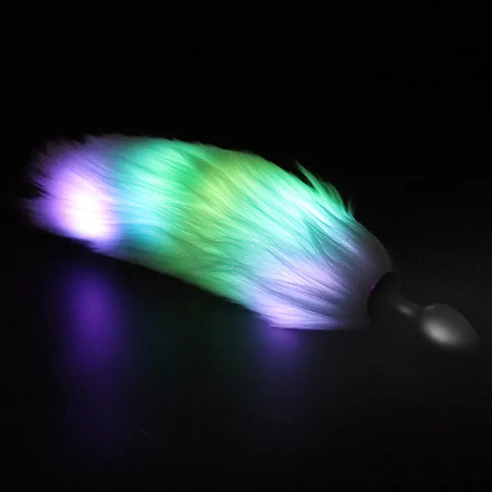 Male Sex Toys Jiaguan Honeysx Multifunctional luminous fox tail anal plug