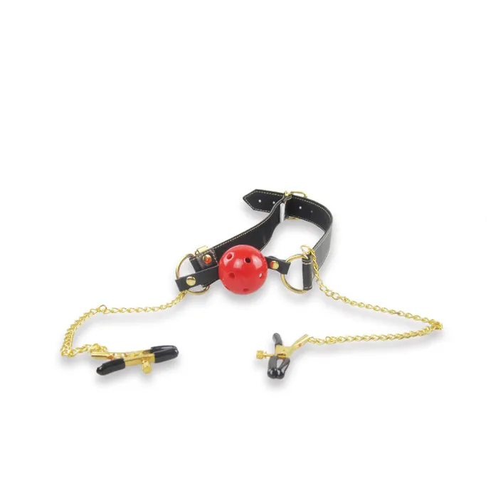 Male Sex Toys ROOMFUN ROOMFUN PR006 SM tool of Breathable Gag Adjustable Clamps
