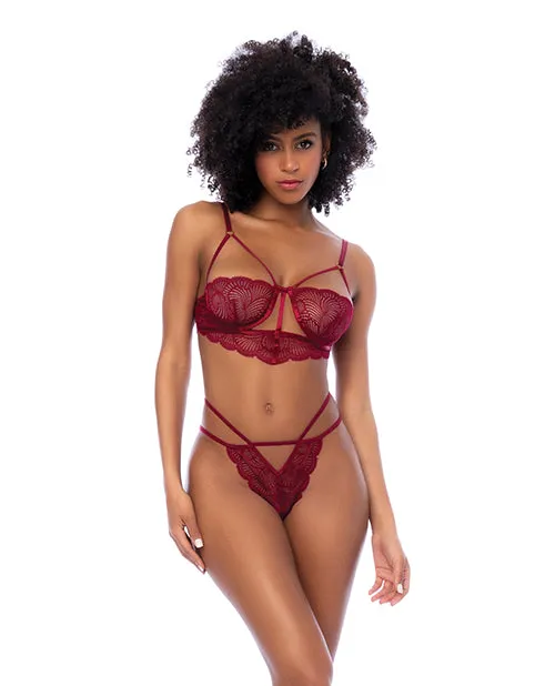 Mapale Female Sex Toys Lace Underwire Top with Thong 2 pc Set Rosewood