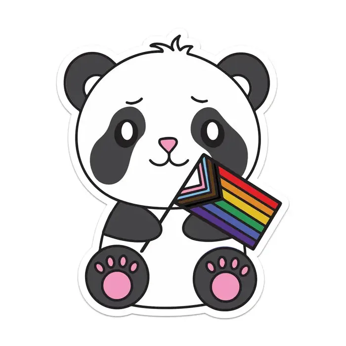 Mouthy Broad Pride Flag Waving Panda Sticker Vibrators