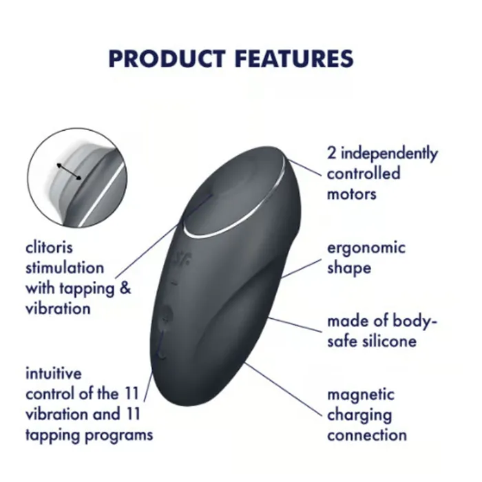 Satisfyer Vibrators Satisfyer Tap and Climax 1 Vibrator Grey