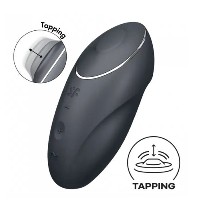 Satisfyer Vibrators Satisfyer Tap and Climax 1 Vibrator Grey Satisfyer Vibrators Satisfyer Tap and Climax 1 Vibrator Grey