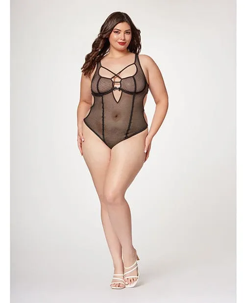 Seven til Midnight Vibrators Fishnet Strappy High Cut Leg Teddy