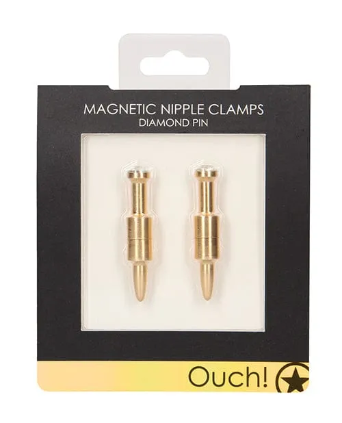 Shots America Vibrators Shots Ouch Diamond Pin Magnetic Nipple Clamps