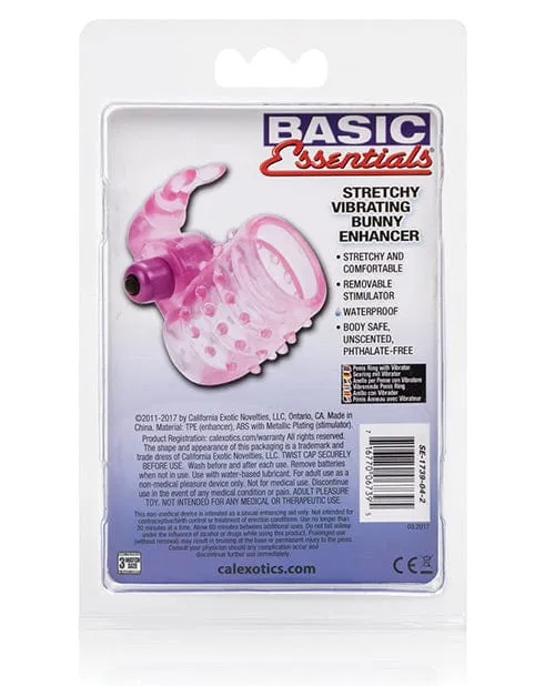 Vibrators Basic Essentials Stretchy Vibrating Bunny Enhancer Pink CalExotics Vibrators Basic Essentials Stretchy Vibrating Bunny Enhancer Pink CalExotics