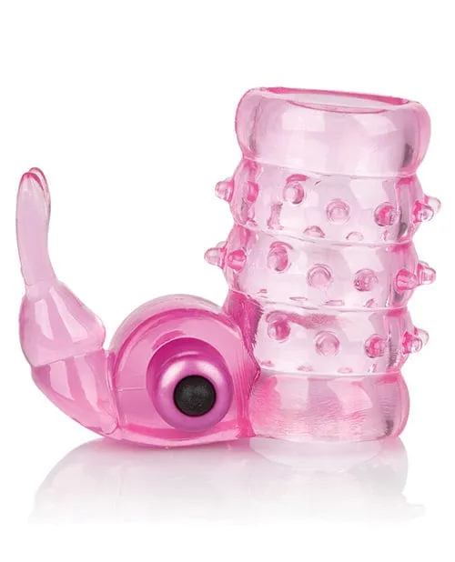 Vibrators Basic Essentials Stretchy Vibrating Bunny Enhancer Pink CalExotics Vibrators Basic Essentials Stretchy Vibrating Bunny Enhancer Pink CalExotics