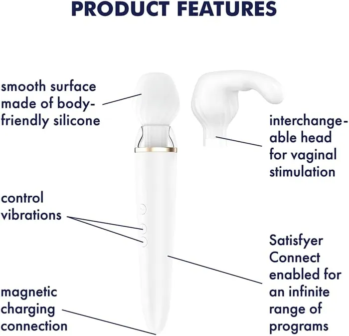 Vibrators Satisfyer Satisfyer Double Wander Wand Vibrator Clitoris G Spot Stimulation connect App