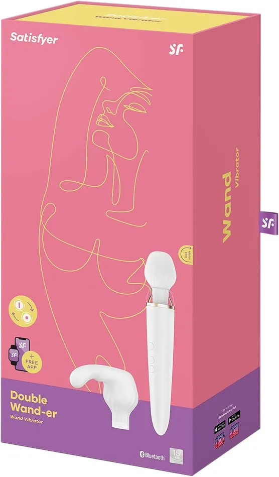Vibrators Satisfyer Satisfyer Double Wander Wand Vibrator Clitoris G Spot Stimulation connect App