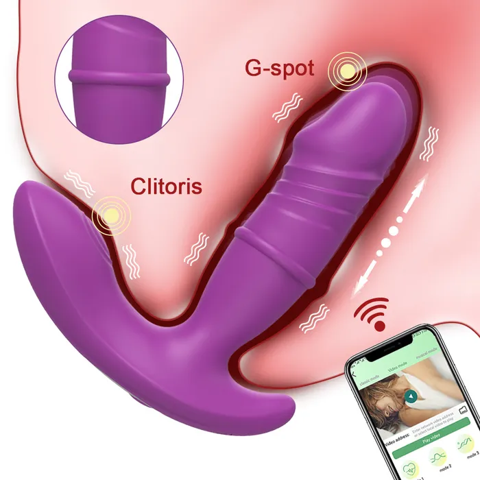 Vibrators Touch Honey APP Control 3 In 1 Thrusting Dildo Vibrator 9 Thrust Modes And 9 Frequency Pats Clitoris Wearable Vibrators