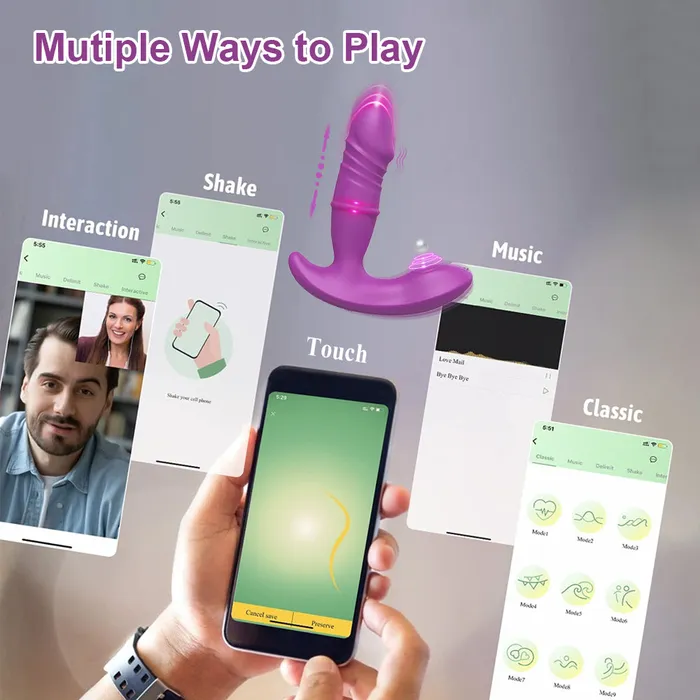 Vibrators Touch Honey APP Control 3 In 1 Thrusting Dildo Vibrator 9 Thrust Modes And 9 Frequency Pats Clitoris Wearable Vibrators