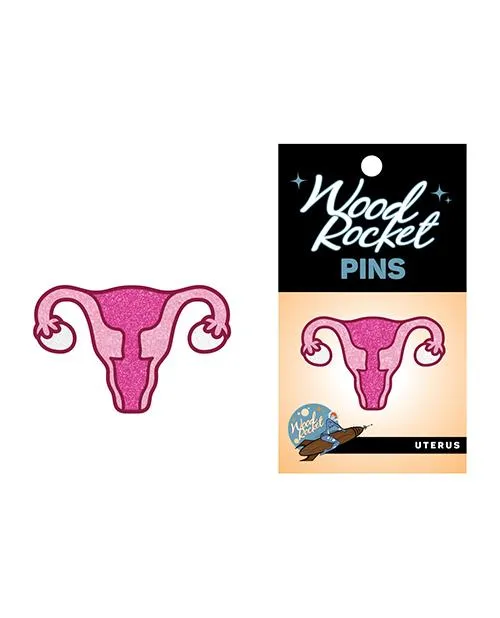 Wood Rocket Sex Positive Anatomy Pins Pink Uterus Vibrators