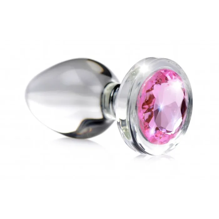 XR Brands Booty Sparks Male Sex Toys Pink Gem Glass Anal Plug Small