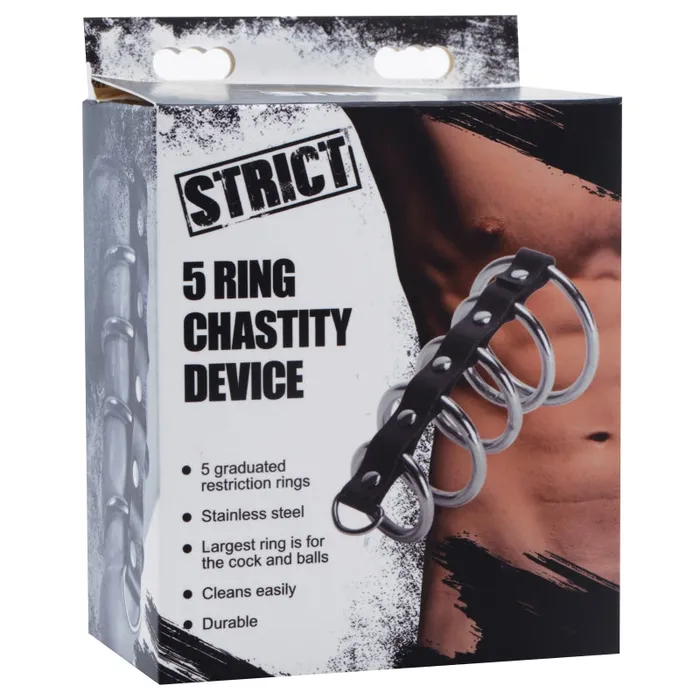 XR Brands Strict 5 Ring Chastity Device Male Sex Toys XR Brands Strict 5 Ring Chastity Device Male Sex Toys