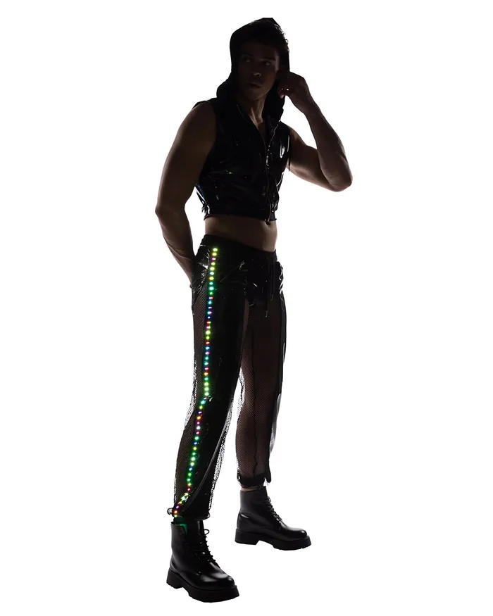 6510 Vinyl with Iridescent Print Cropped ZipUp Hooded Sleeveless Jacket Roma Costume Inc Male Sex Toys 6510 Vinyl with Iridescent Print Cropped ZipUp Hooded Sleeveless Jacket Roma Costume Inc Male Sex Toys