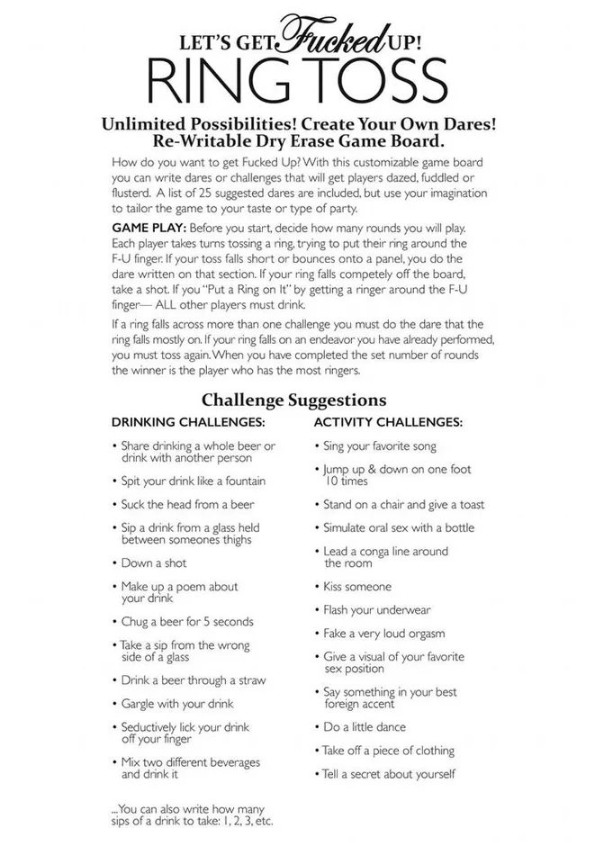 Adult Party and Games Couples Lets Get F Up Ring Toss Game