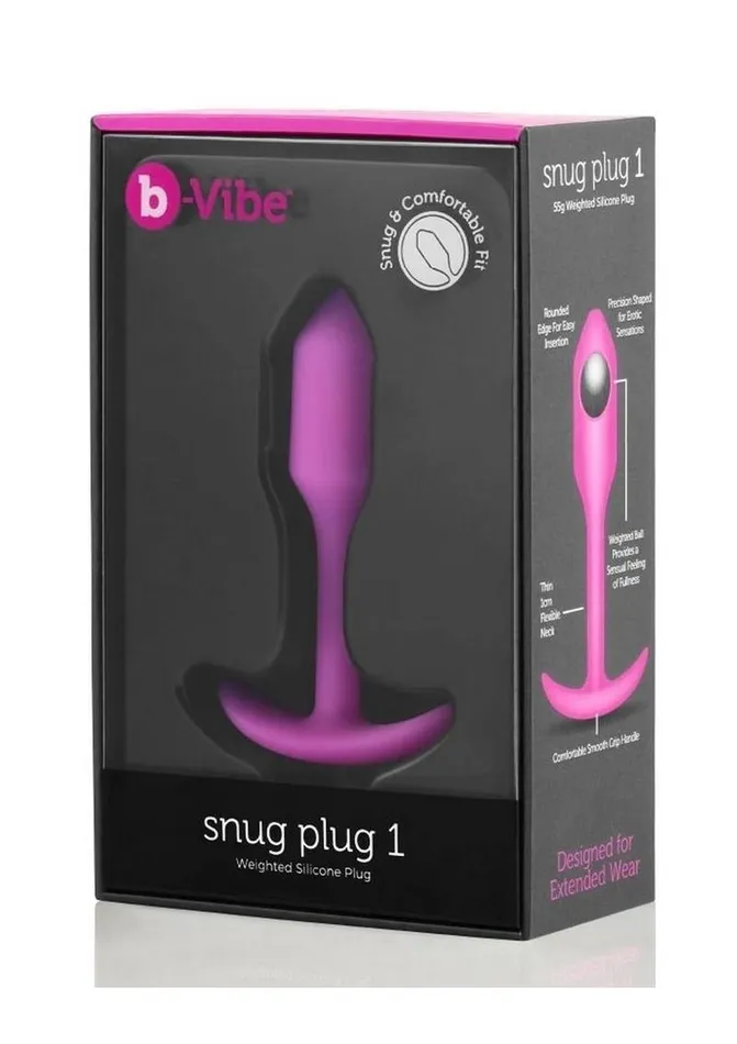BVibe Snug Plug 1 Silicone Weighted Butt Plug Fucshia bVibe Anal