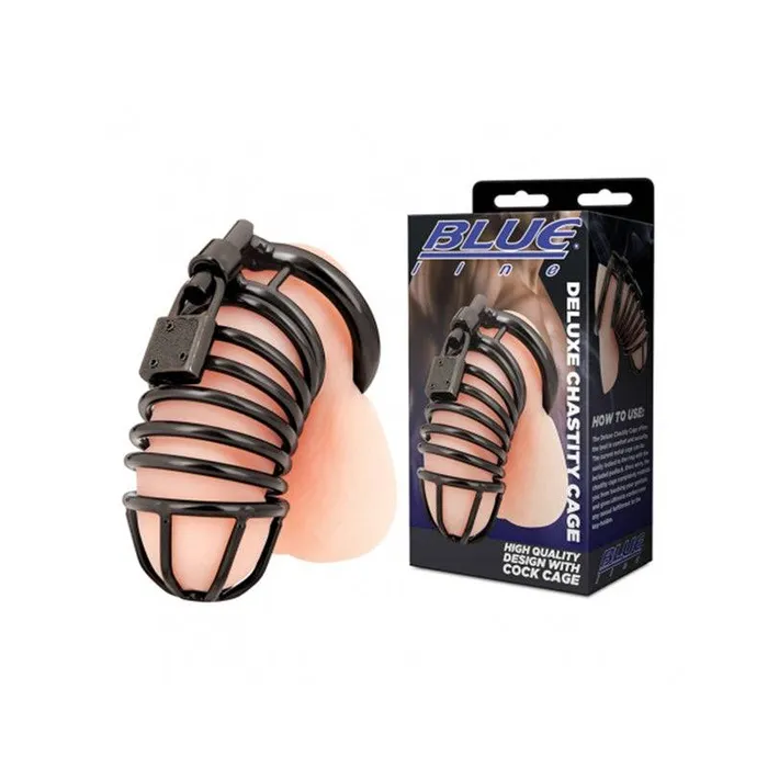 Blue Line Vibrators Blue Line Deluxe Chastity Cage Black