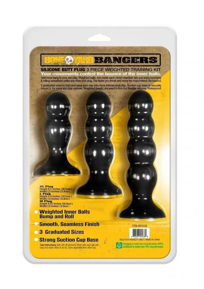Boneyard Bangers Silicone Weighted Butt Plug Training Kit Boneyard Anal