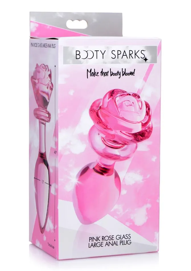 Booty Sparks Anal Booty Sparks Pink Rose Glass Anal Plug