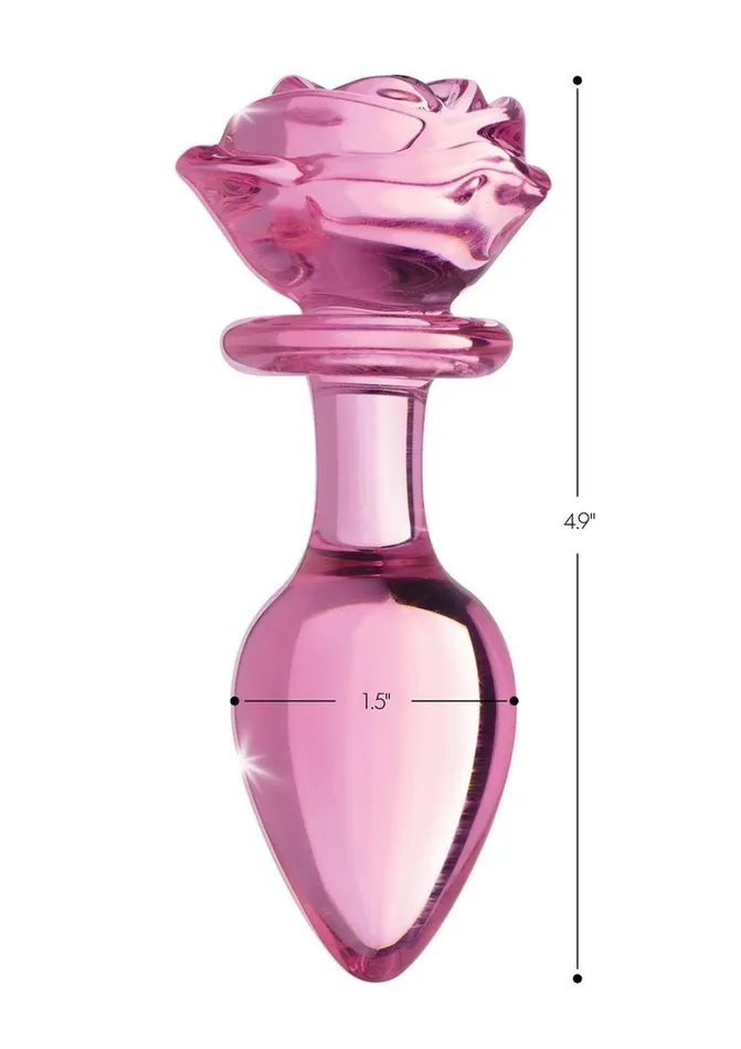Booty Sparks Anal Booty Sparks Pink Rose Glass Anal Plug