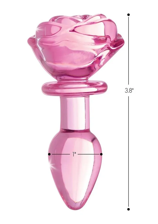 Booty Sparks Anal Booty Sparks Pink Rose Glass Anal Plug