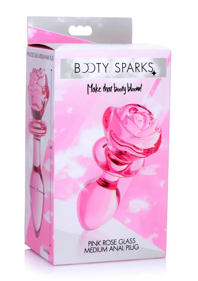 Booty Sparks Anal Booty Sparks Pink Rose Glass Anal Plug