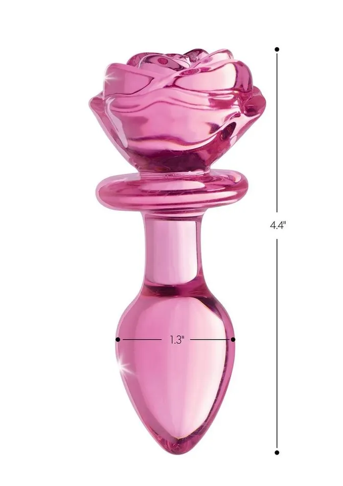 Booty Sparks Anal Booty Sparks Pink Rose Glass Anal Plug