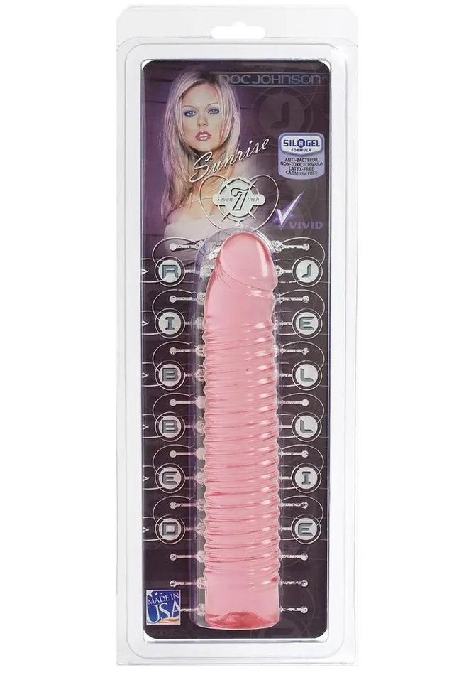 Doc Johnson Vivid Sunrise Ribbed Jellie Dildo Female Sex Toys Doc Johnson Vivid Sunrise Ribbed Jellie Dildo Female Sex Toys