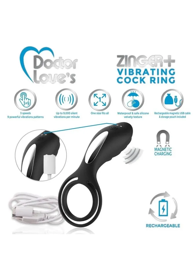 Doctor Loves Male Sex Toys Doctor Loves Zinger Plus Silicone Rechargeable Vibrating Cock Ring Doctor Loves Male Sex Toys Doctor Loves Zinger Plus Silicone Rechargeable Vibrating Cock Ring