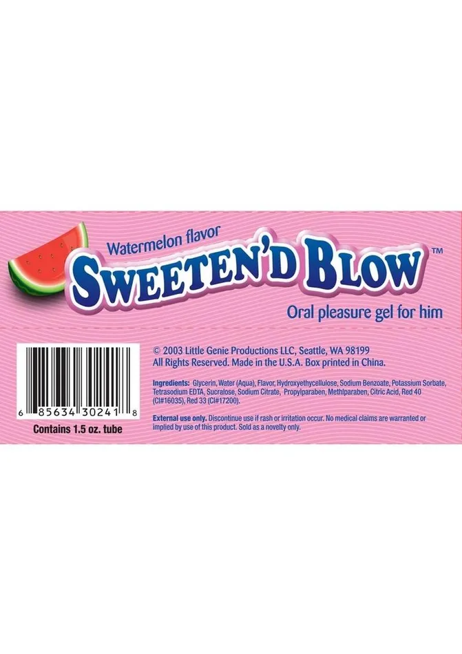 Enhancers Sweeten D Blow Sweeten D Blow Flavored Oral Pleasure Gel 15oz Watermelon