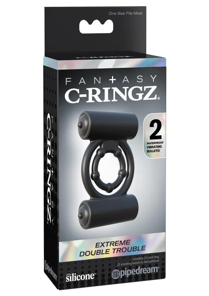Fantasy CRingz Silicone Extreme Double Trouble Cock Ring with Bullets Fantasy CRingz Male Sex Toys Fantasy CRingz Silicone Extreme Double Trouble Cock Ring with Bullets Fantasy CRingz Male Sex Toys